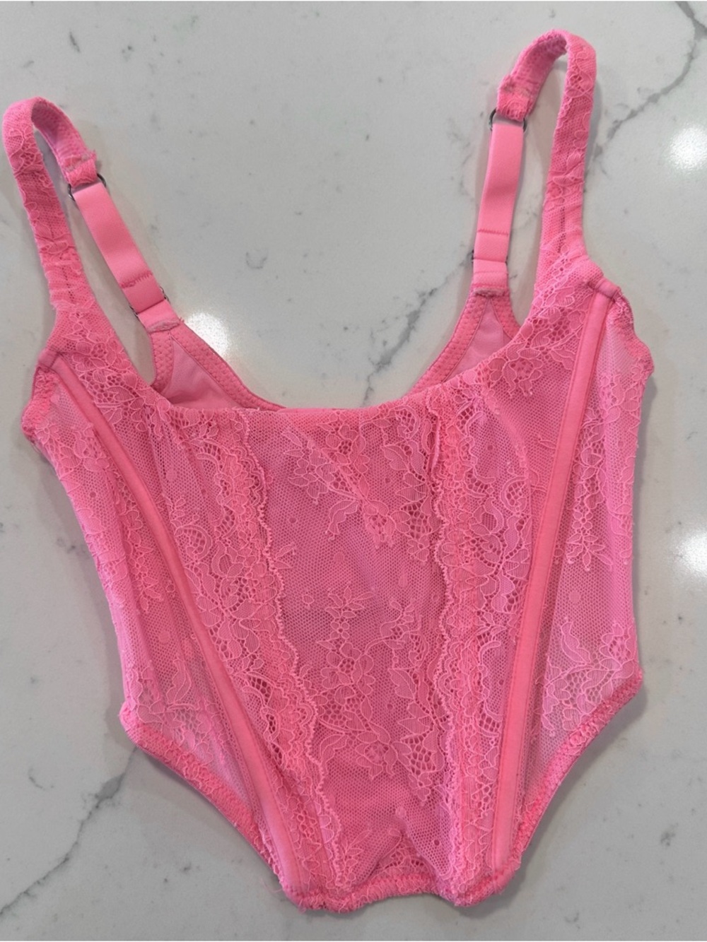 Urban Outfitters Out From Under Pink Lace Corset Top Size Small Boned Bustier